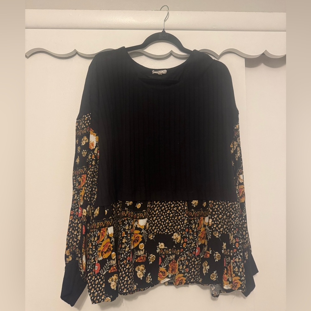 Maurices Black and Multicolor Patchwork Blouse
